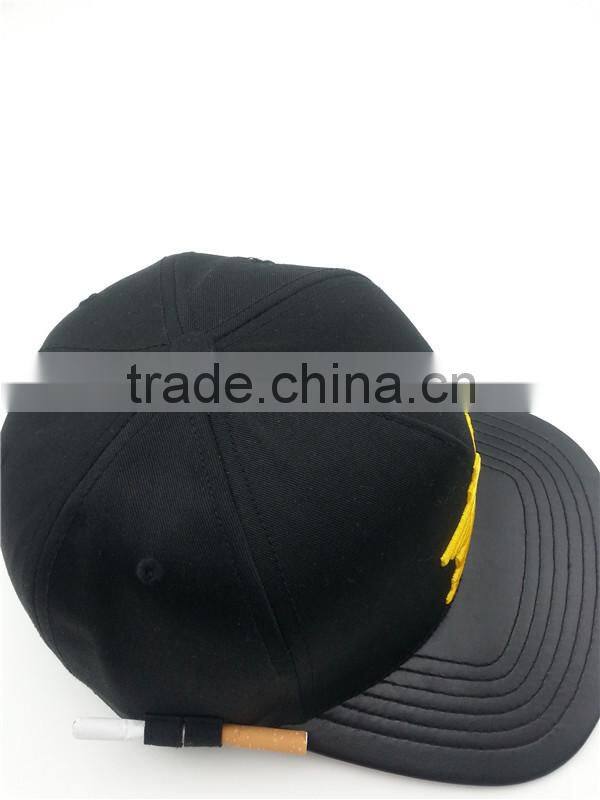 5 panel leather brim cigarette holder snapback hats wholesale