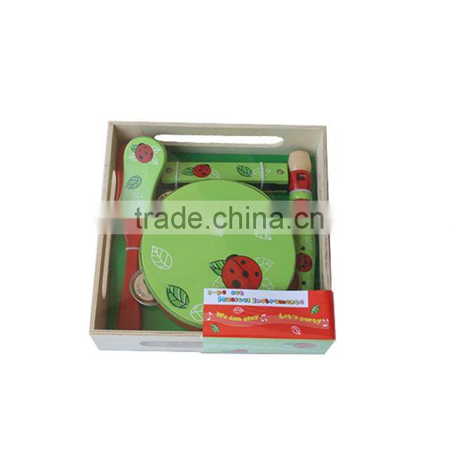 Wood toy music instruments set wholesale,wood mini tambourine