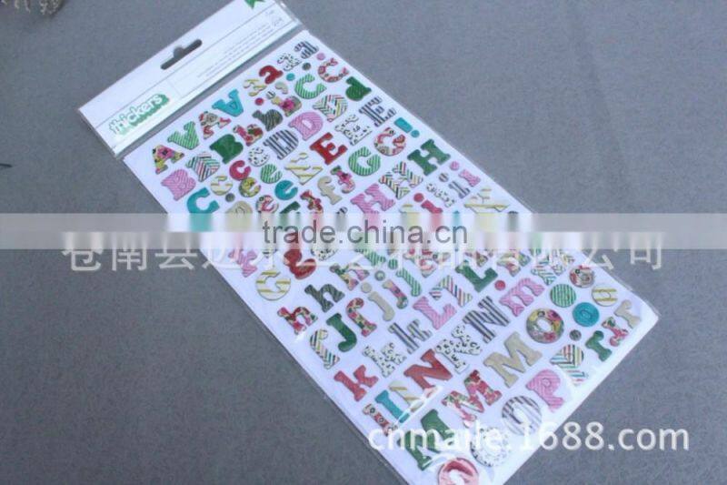 China factory Customized chipboard alphabet letter sticker