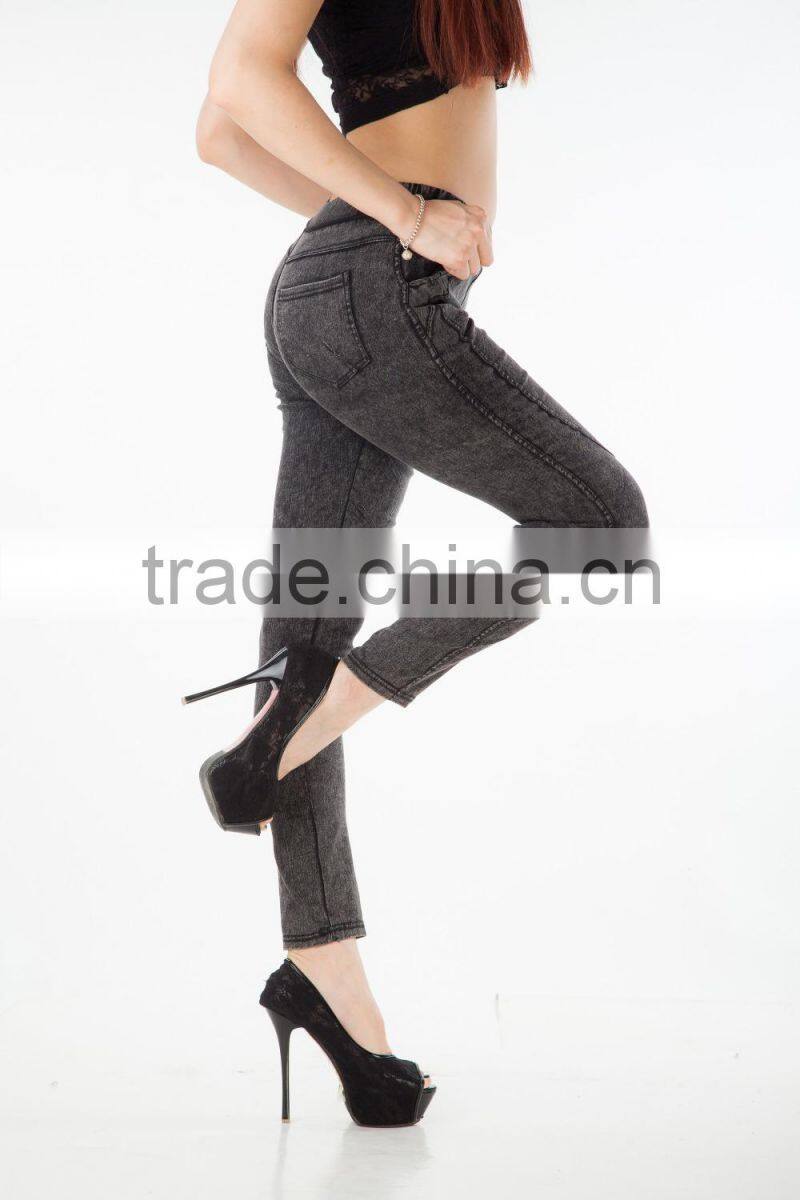 2015 New Fashion Black Jeans Woven Leggings