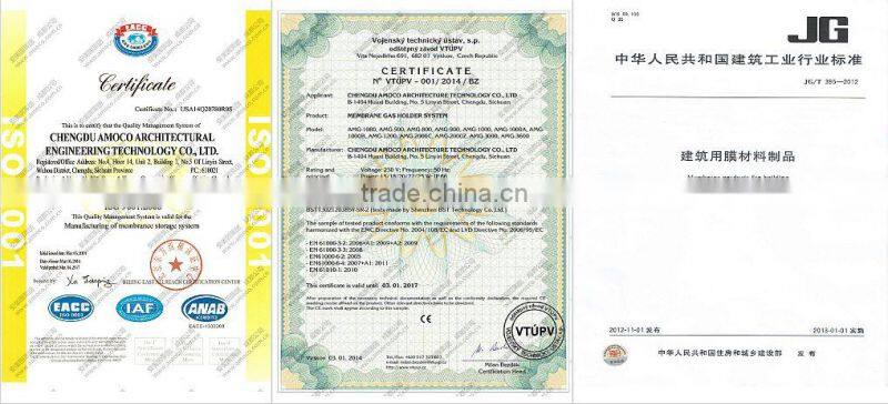 Biogas membrane matarial of gas-specific membrane, fireproof, self-clean,light weight, fireproof(Euro B), anti-aging,