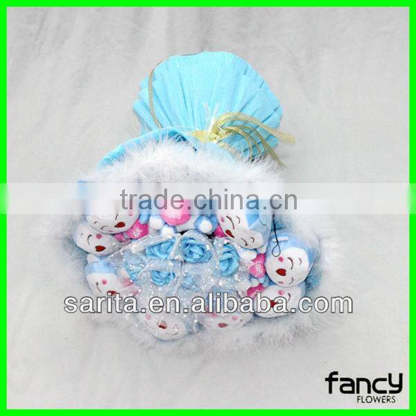 sweet love doll bouquet 9 pcs Ali 11 pcs blue rose artificial flowers creative gifts Valentines Present