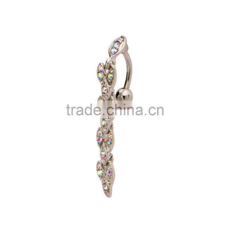 Top Down AB Gem Vine Dangle Belly Navel Ring