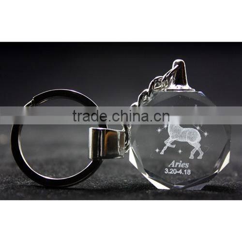 Engraved Transparent Custom Logo 3D Crystal Ball Keychain For Company Employees Christmas Gift