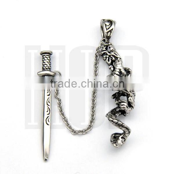 Best selling fashion stainless steel vintage arrow dargon pendant