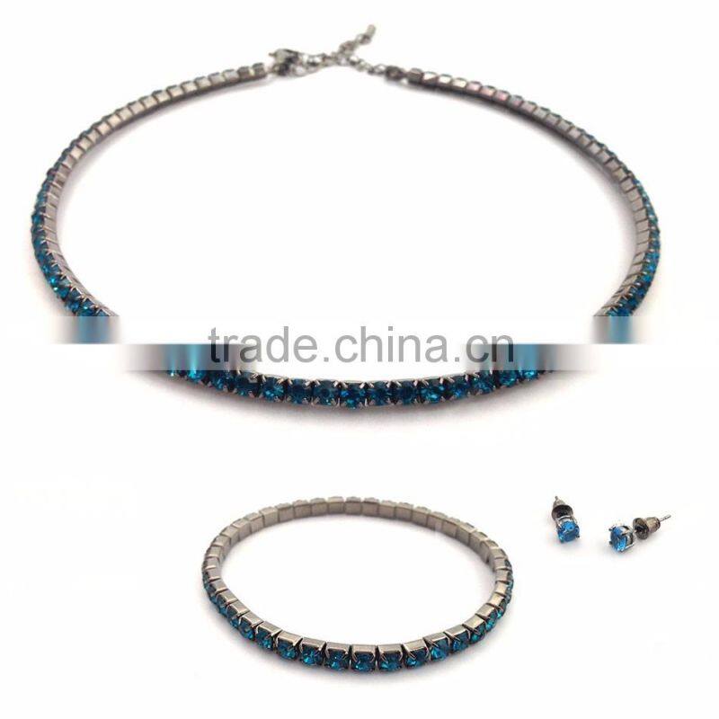 rainbow design flower necklace and earring fashion jewelry sets