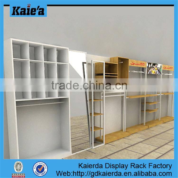 Kaierda Latest clothes display racks/wood dispaly shelf /clothing display shelf