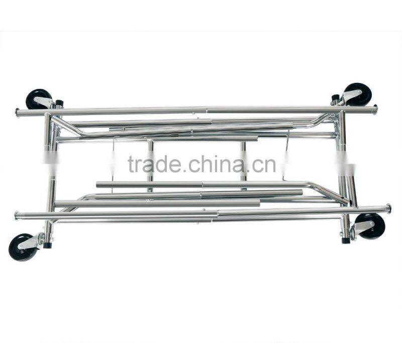 Adjustable Double Rail Rolling Garment Rack Clothing Rack Drying Rack Hanging Rack, Chrome Finish