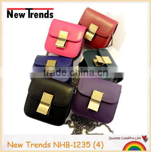 Fashion blue small bag with golden buckle