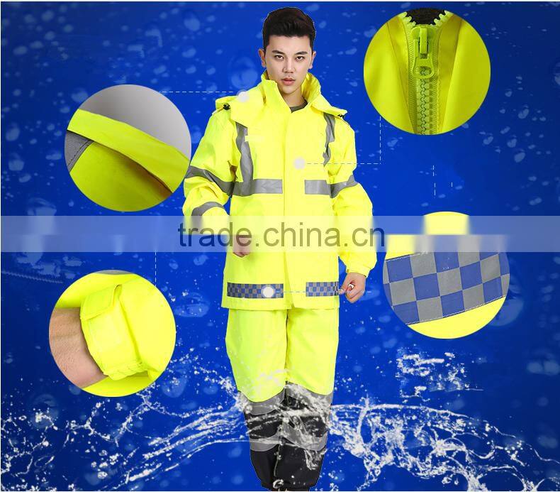 Anhui factory Water-Proof police Raincoat Suit for Man safety police rainsuit