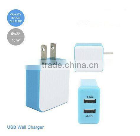 2016 best selling 5v 2A dual usb cellphone wall charger