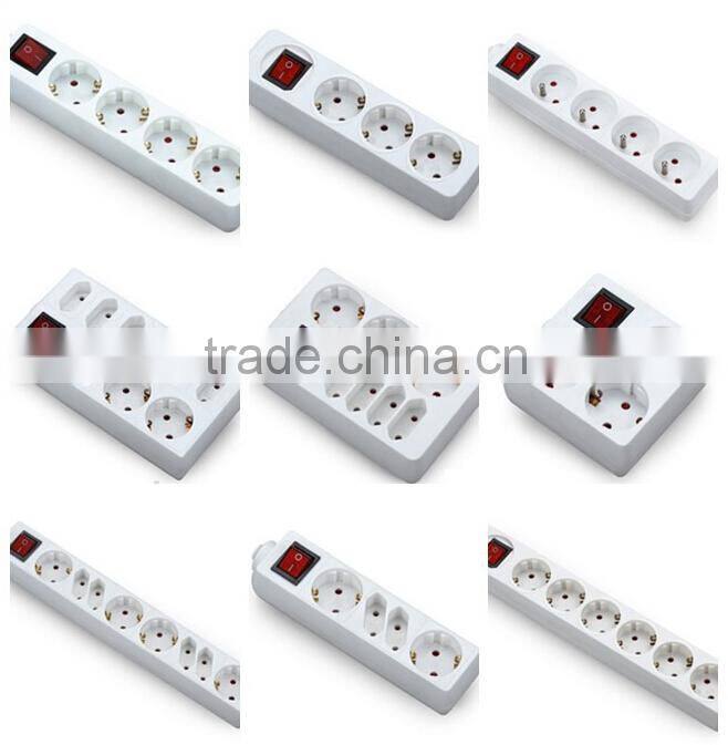 Hot sell New Portable din sockets approval 4 Way Euro 15A circular schuko plug socket with switch CE RoHS GE