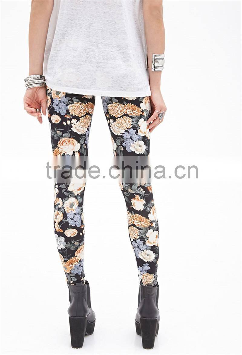 New Women Floral Print Leggings Stretchy Sexy Jeggings Pencil Pants Plus Size