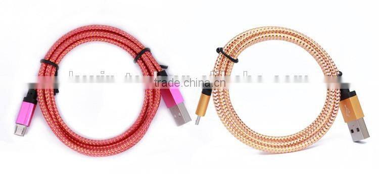 Newest Durable Metal Braided USB Cable V8 Android Mini Short USB Cable Charging for Smartphone
