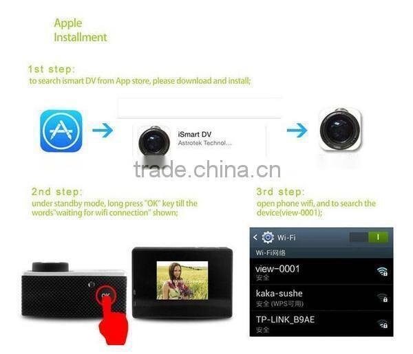 Wifi Mini Waterproof Sports Action camera 2.0" LCD Full HD 1080P 12MP 170 Wide Angle Lens Video Recorder with IR Remote Control