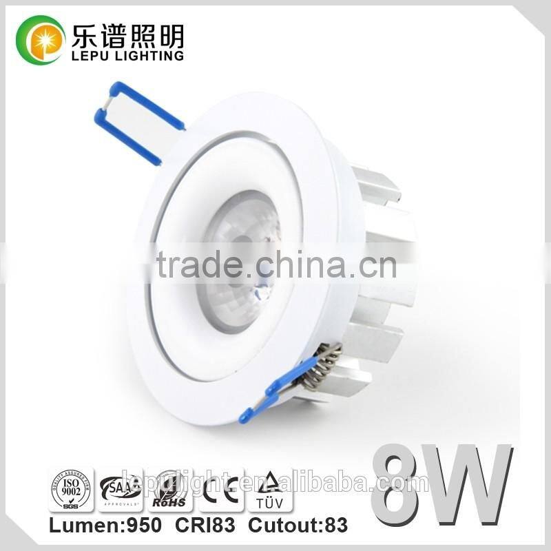 Durable rotating 8w dimmable led recessed downlight