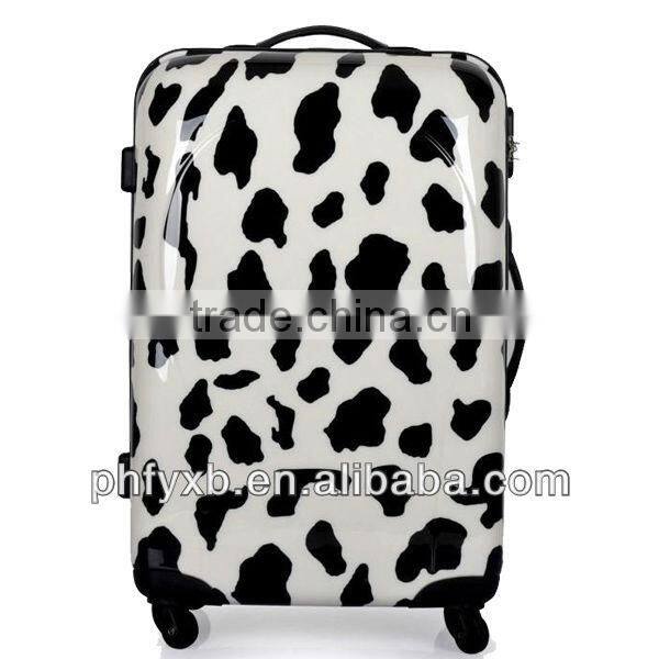 China 2015 New Product Alibaba Black & White Cow Color luggage trolley Fashionable Hardcase luggage trolley Eminent Luggag