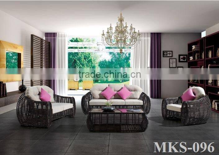 Bamboo Rattan Wicker garden sofa set Furniture (1.2mm alu frame with powder coated,10cm thickness cushion 250gr)