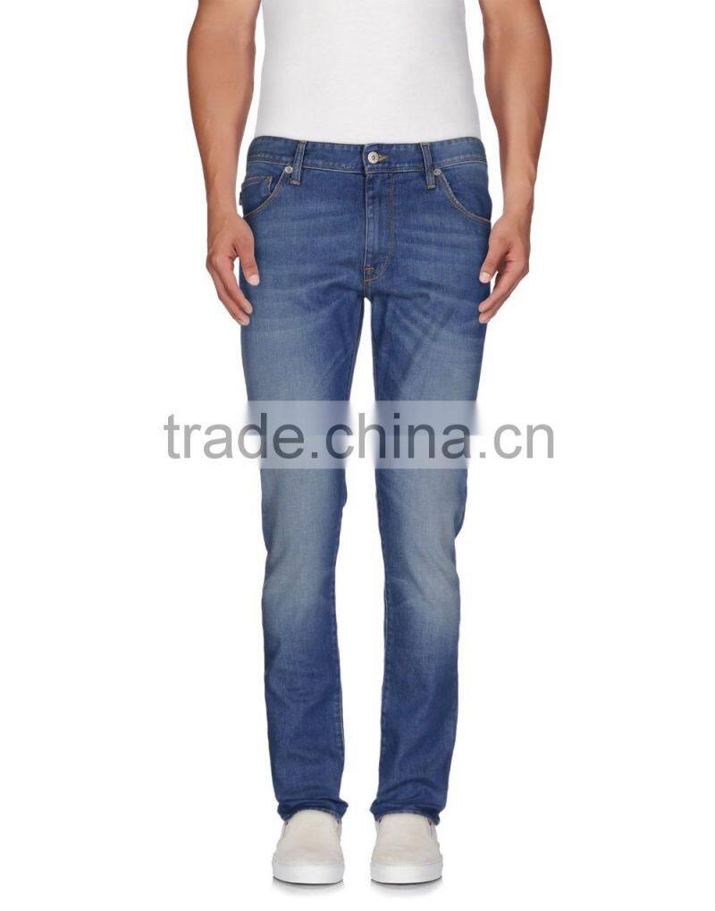 man skinny model style dark wash denim pants JX008