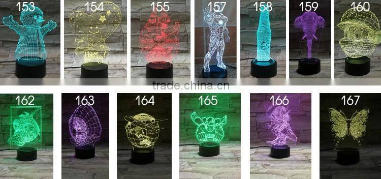 3D Optical Night Light Sponge Baby 7 RGB Light Colors 10 LEDs AA Battery or DC 5V Mixed Lot