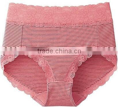 ladies high quality cotton high waist lace trim panties