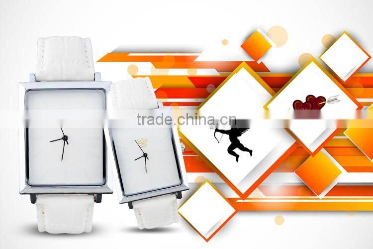 Top selling time display slim stone waterproof black genuine leather quartz couple watch Y017