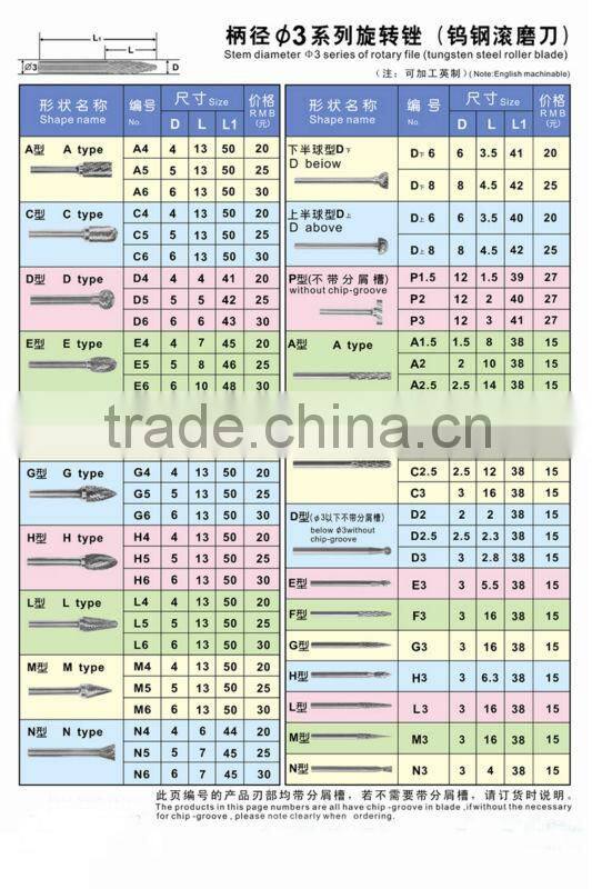 10 Tungsten Steel YG8 Carbide Rotary Burr 6mm Head Dia. for Deburring Polishing