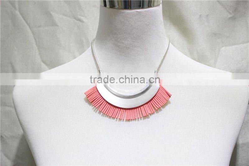 Coral Suede w/ Smooth Metal Statement Neckalce Snake Chain 2016 Fashion Style Wholesale