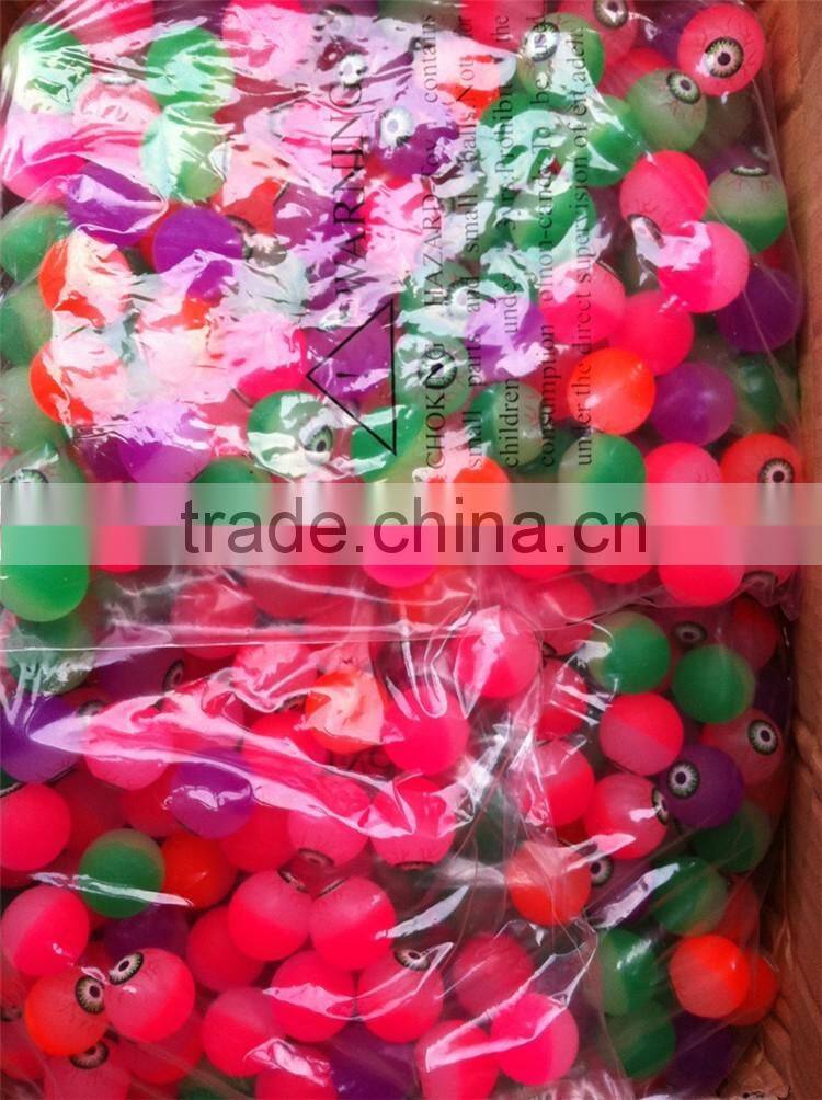 Colored eye shape 32mm rubber bouncing ball