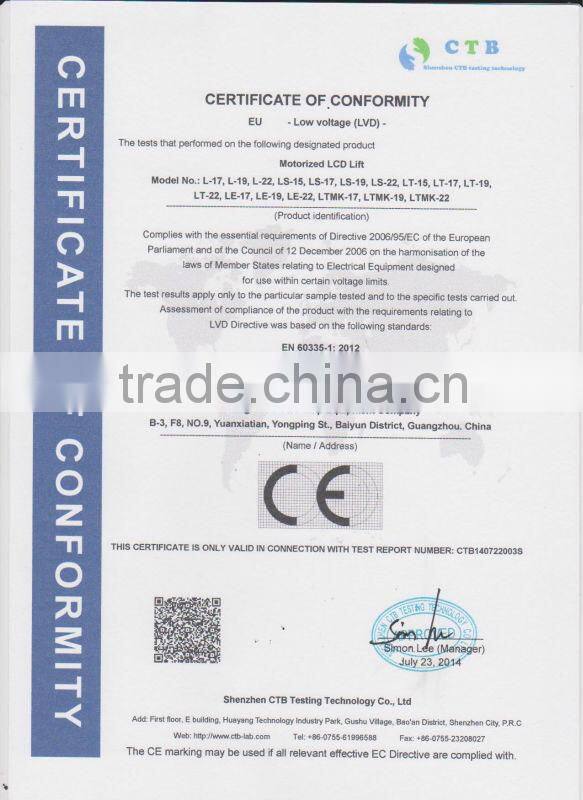 CE RoHS FCC LCD Motorized Lifter for Conference Table