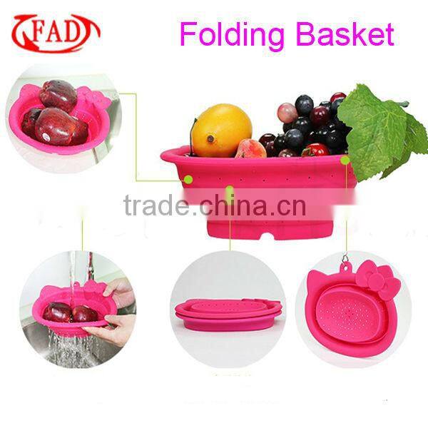 Blue Hello Kitty Hanging Baskets for Sale, Storage Vegetable Fruit Silicone Multifunctional Basket