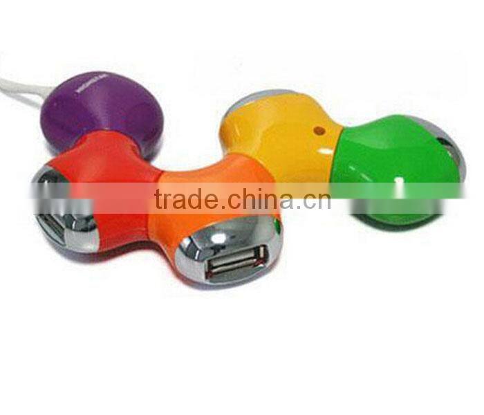 New HQ Multi Color Flower Rotatable 4 Port USB Hub High Speed Slot Hub