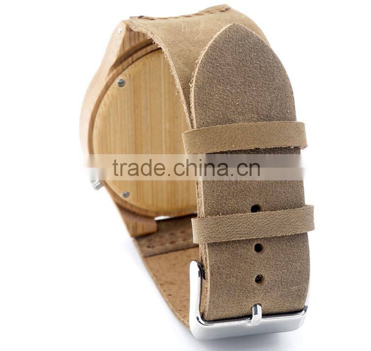 China 100% genuine leather band watch Japan movement wood watch
