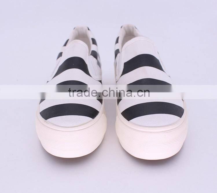 striped printed upper rubber sole platform slip on women sneakers cheap casual canvas shoes 2016, shoes women ladies