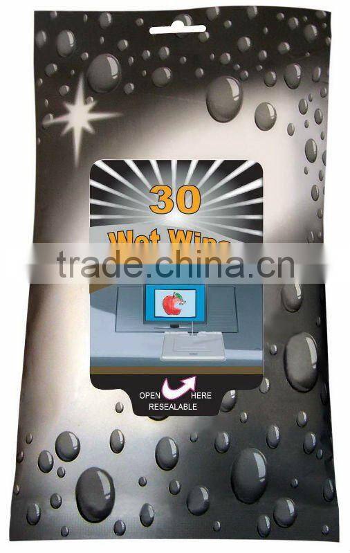 computer screen lens cleaner wet wipes, OEM offered, CE certification, China factory