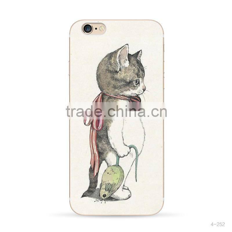 Cat Design Wholesale Cell Phone Case TPU CMYK Digital Printing Color Cell Phone Case for Iphone 6s