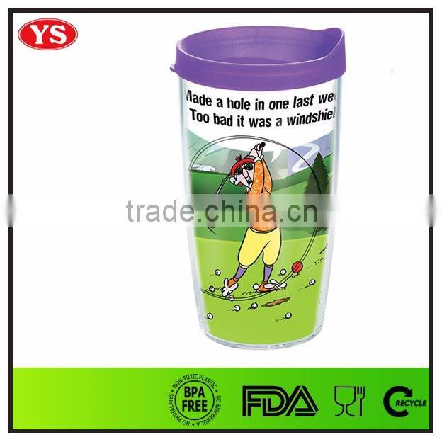 FDA certification Personalized 450 ml Insulated acrylic cold mug with lid