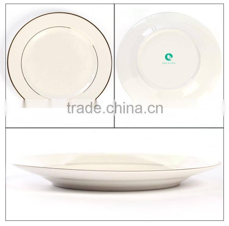 Hot sell elegant 10" white blank gold rimmed round ceramic sublimation coated plates