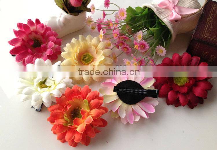 Hawaii Orange Artificial Gerbera Daisy Hair Flower Cute Chrysanthemum Flower