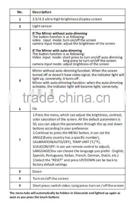 Car compass and temperature rearview mirror with back up camera special for any car