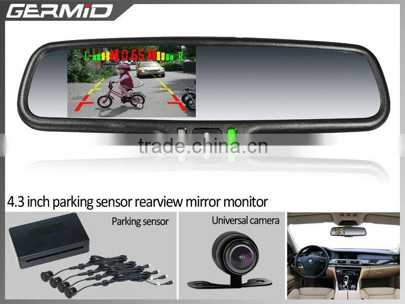 car rearview mirror radar detecter system+4.3inch digital mirror + reverse camera display for any car