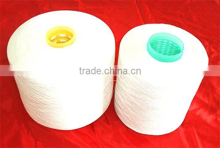 100% poly poly raw white on tube 45/2 core spun yarn manufacturer in China