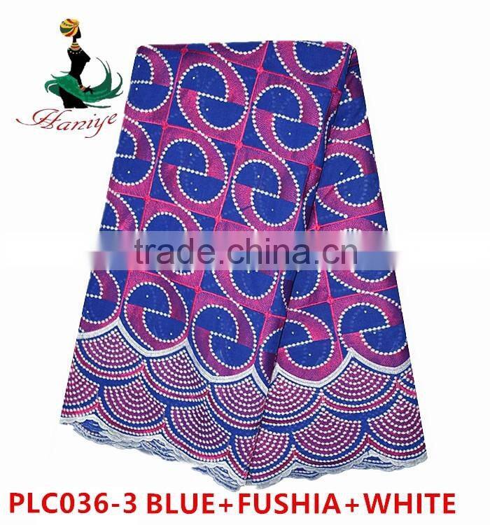 Haniye 2016 /PLC036 African Eyelet Swiss Voile Lace Factory Polished Lace With Stone For Wedding nigerian cotton lace