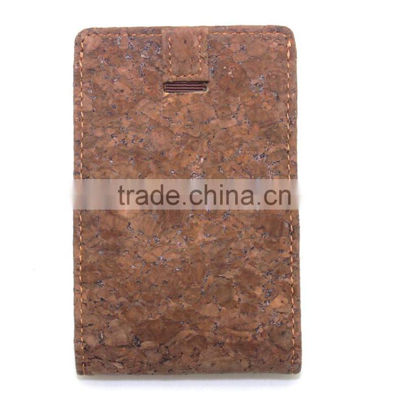 Custom design cork fabric RFID credit card business id brown card holder