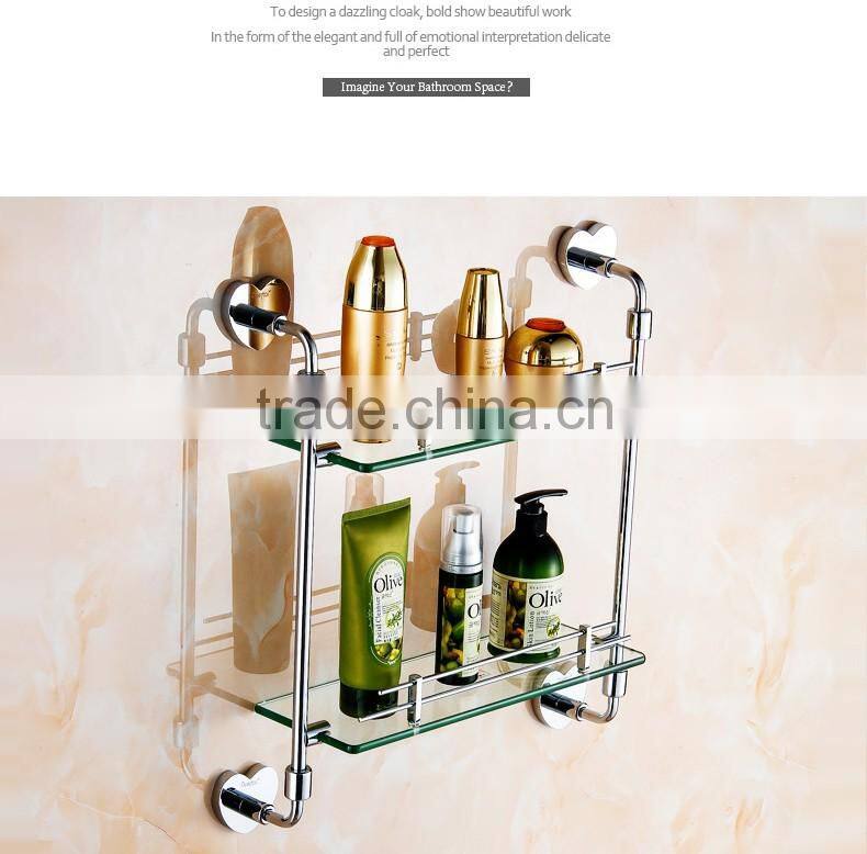 20702 bathroom accessory heart Double glass shelf hotel use modern kitchen