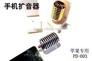 Microphone Style Portable Mini 3.5mm Speaker Loudspeaker Amplifier for iPhone / Samsung / HTC / Nokia - Silver+gold