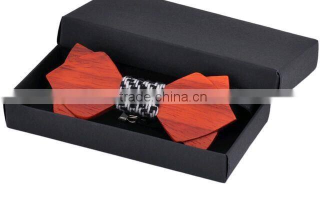 2016 Novelty Solid Good Quality Wood Bow Tie For Men Classic Wood Bowties Neckwear 3D Handmade Butterfly Wood Tie Factory