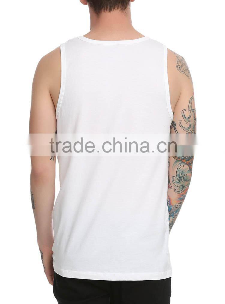 bulk summer OEM cat printing mens tank top in white color