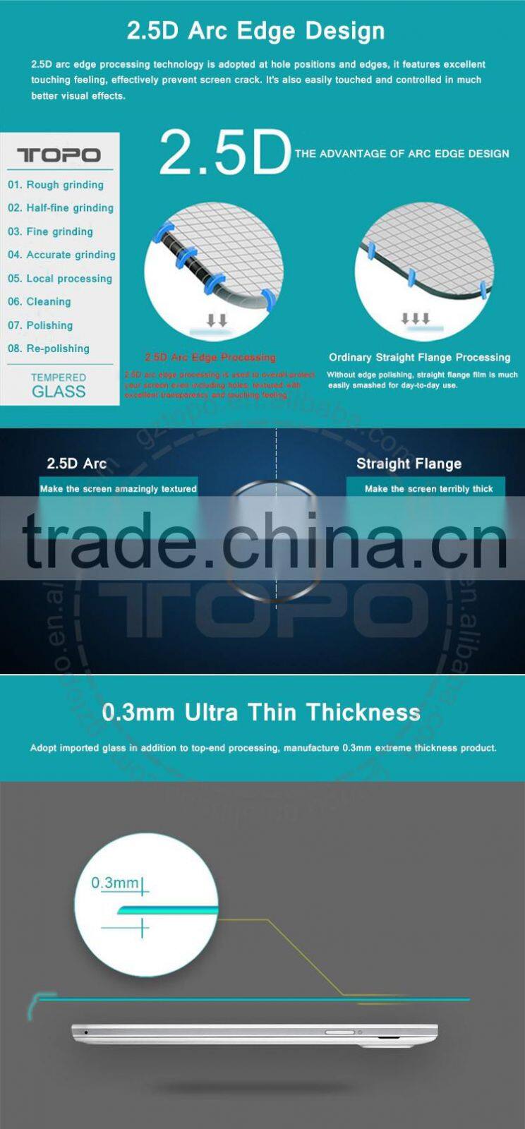 Arc edge Tempered Glass Screen Protector Film prevent scratches HD clear gold tempered glass For Samsung galaxy note3