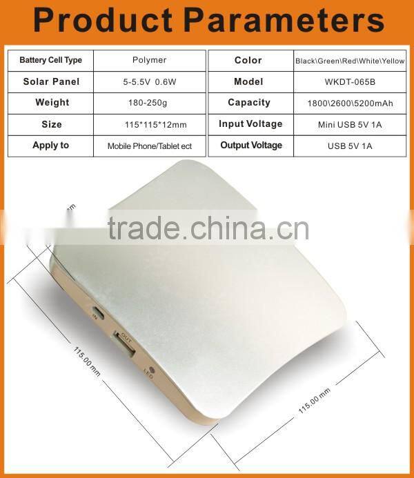 Creative window stick waterproof solar charger, 1800Mah-5200Mah solar power bank
